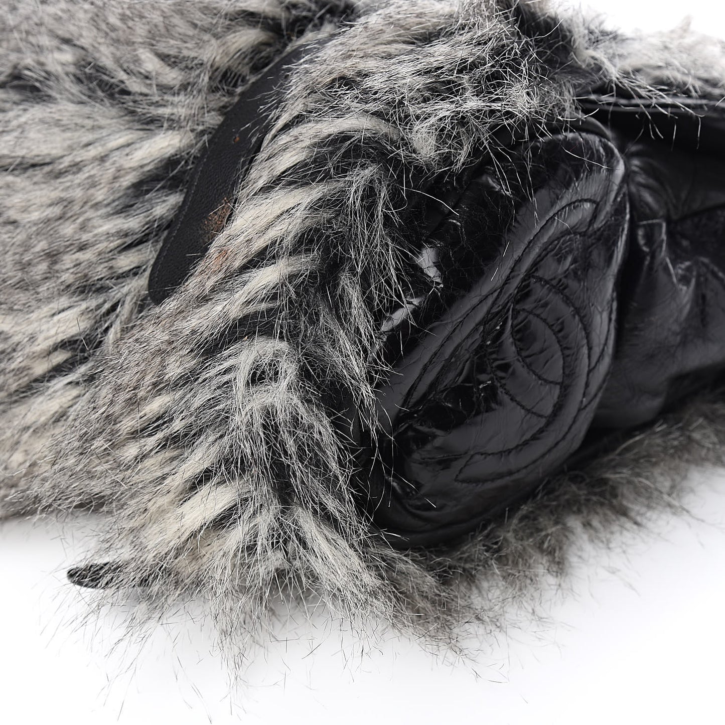 Iridescent Calfskin Fantasy Fur Backpack Grey