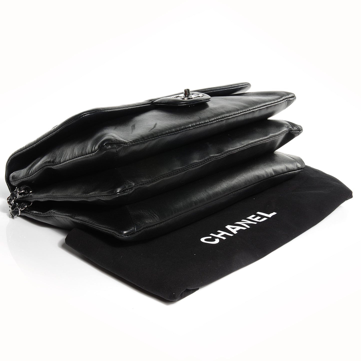 Lambskin Tweed Maxi Camellia Petals Flap Black