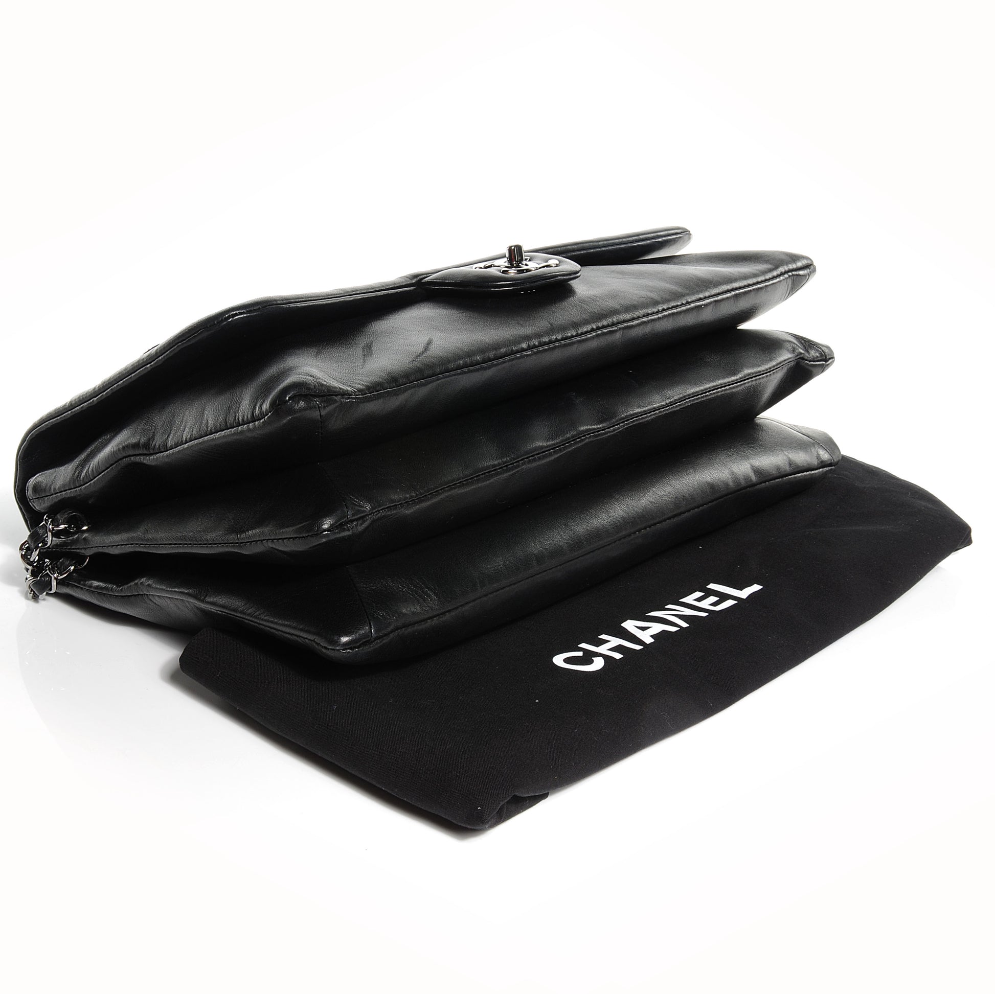 Chanel Lambskin Tweed Maxi Camellia Petals Flap Black 4 of 7