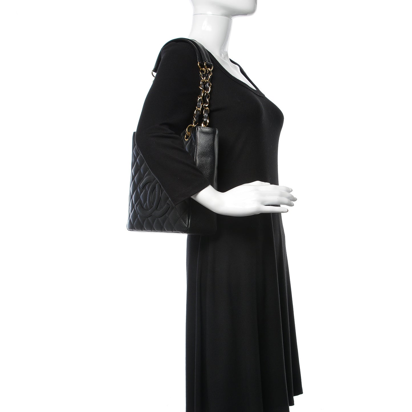 Caviar Petit Shopping Tote PST Black