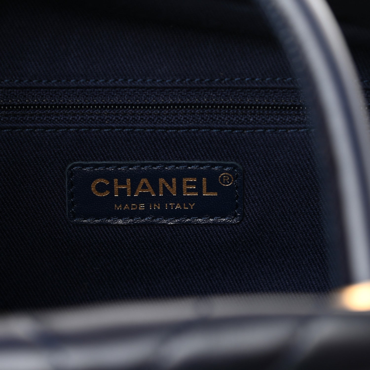 Chanel Glazed Calfskin Chevron Small Bowling Bag Navy 5 of 13