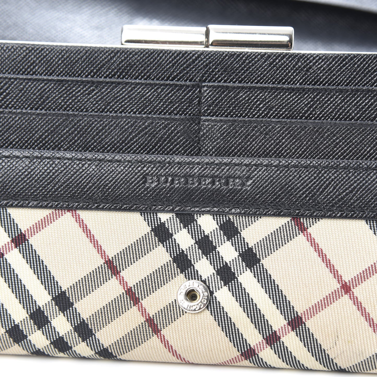 Calfskin House Check Continental Flap Wallet Black