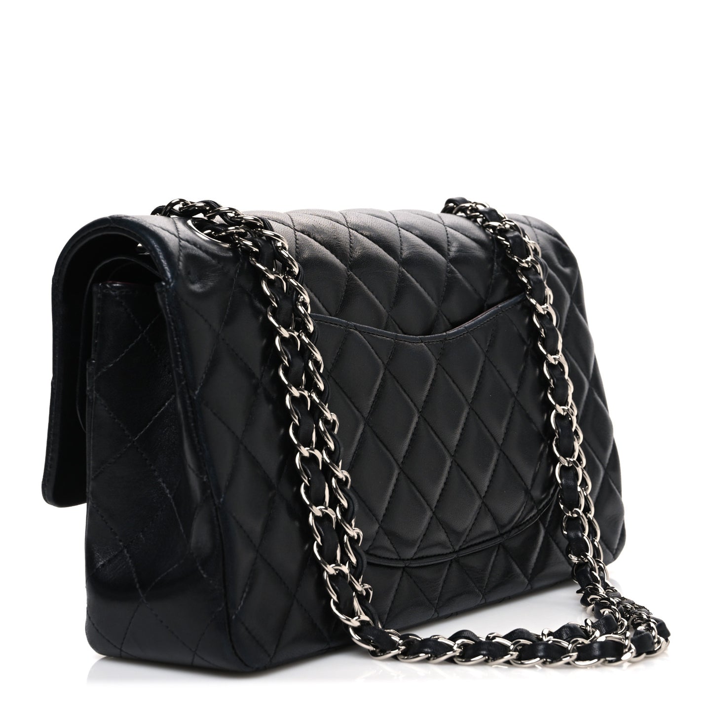 Lambskin Quilted Medium Double Flap Black