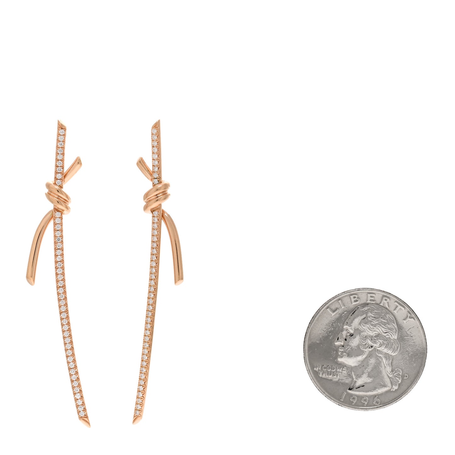 18K Rose Gold Diamond Tiffany Knot Drop Earrings