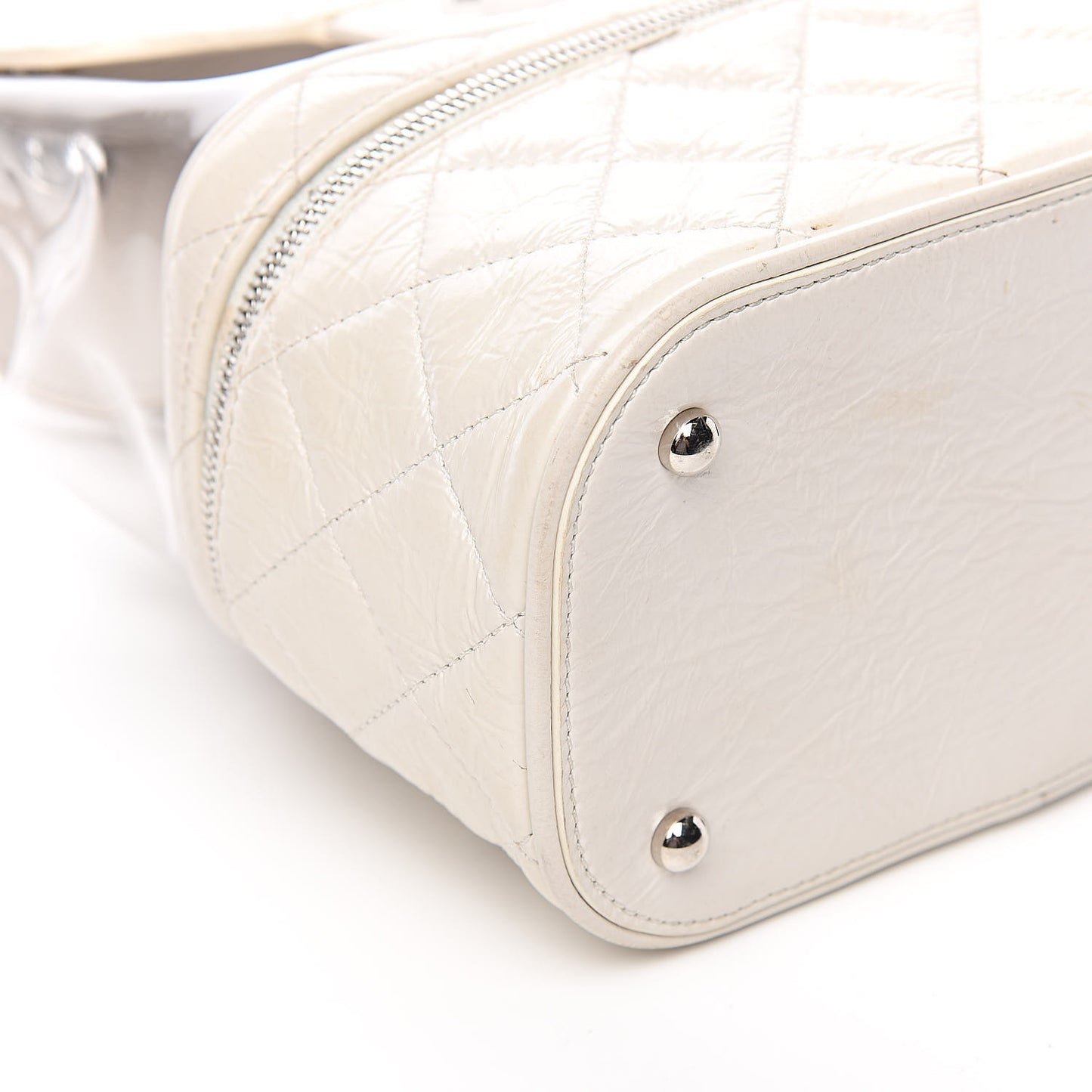 Crumpled Calfskin PVC Quilted Backpack White