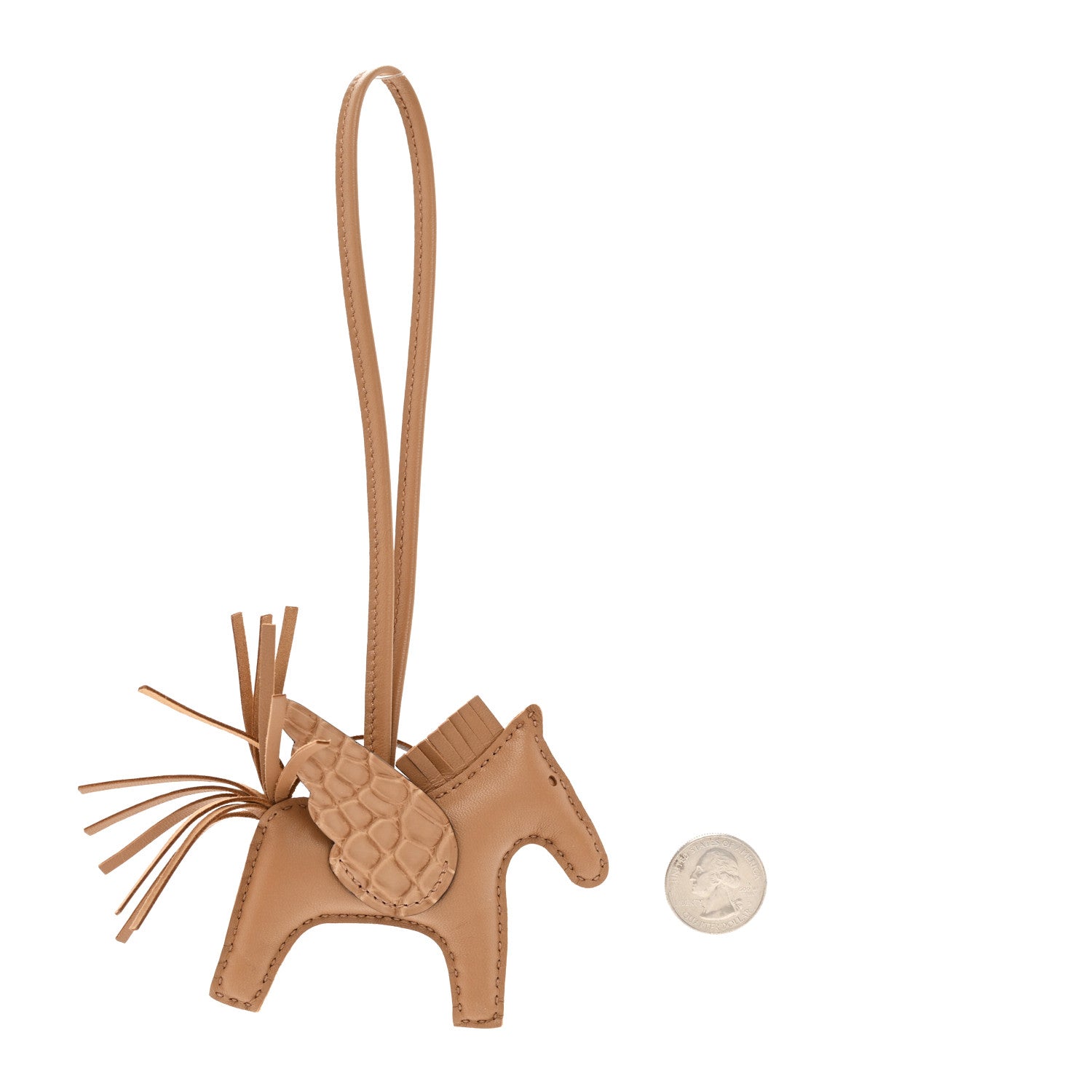 Hermes Milo Lambskin Matte Alligator Touch Grigri Rodeo Pegase Horse Bag Charm Chai 2 of 5