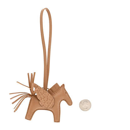 Hermes Milo Lambskin Matte Alligator Touch Grigri Rodeo Pegase Horse Bag Charm Chai 2 of 5