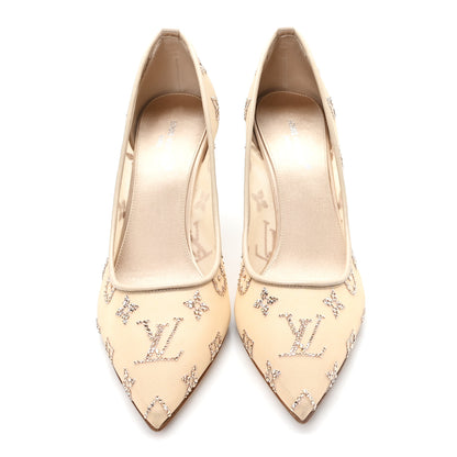 Louis Vuitton Monogram Mesh Strass Gala Pumps 35 Nude 3 of 9