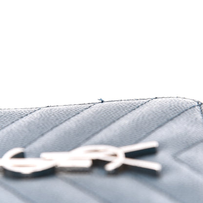 Saint Laurent Grain De Poudre Matelasse Compact Zip Around Wallet Peacock Green 11 of 21