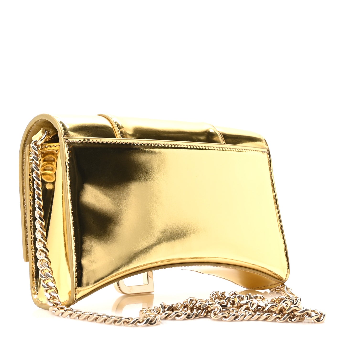 Mirror Calfskin Hourglass Chain Bag Gold