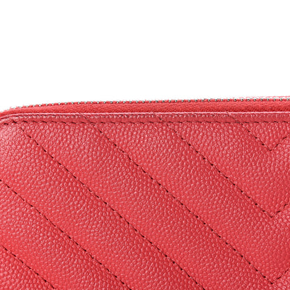 Chanel Caviar Chevron Quilted Small Clutch With Chain Light Red 13 of 15