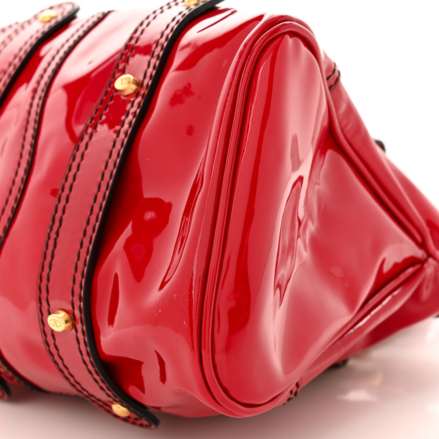 Grained Calfskin Catch Satchel Red