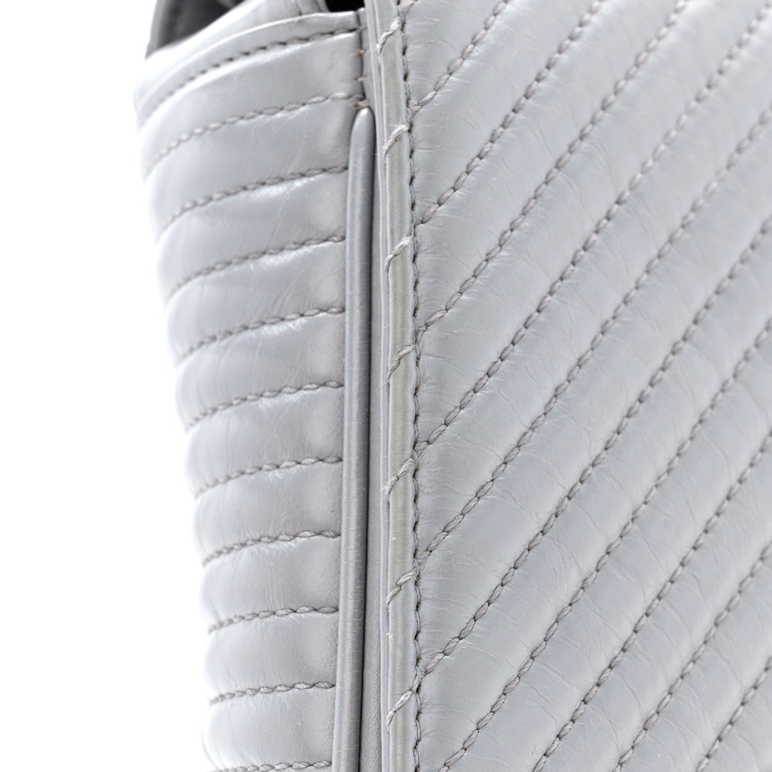 Chanel Glazed Calfskin Quilted Medium Coco Boy Flap Light Grey 11 of 11