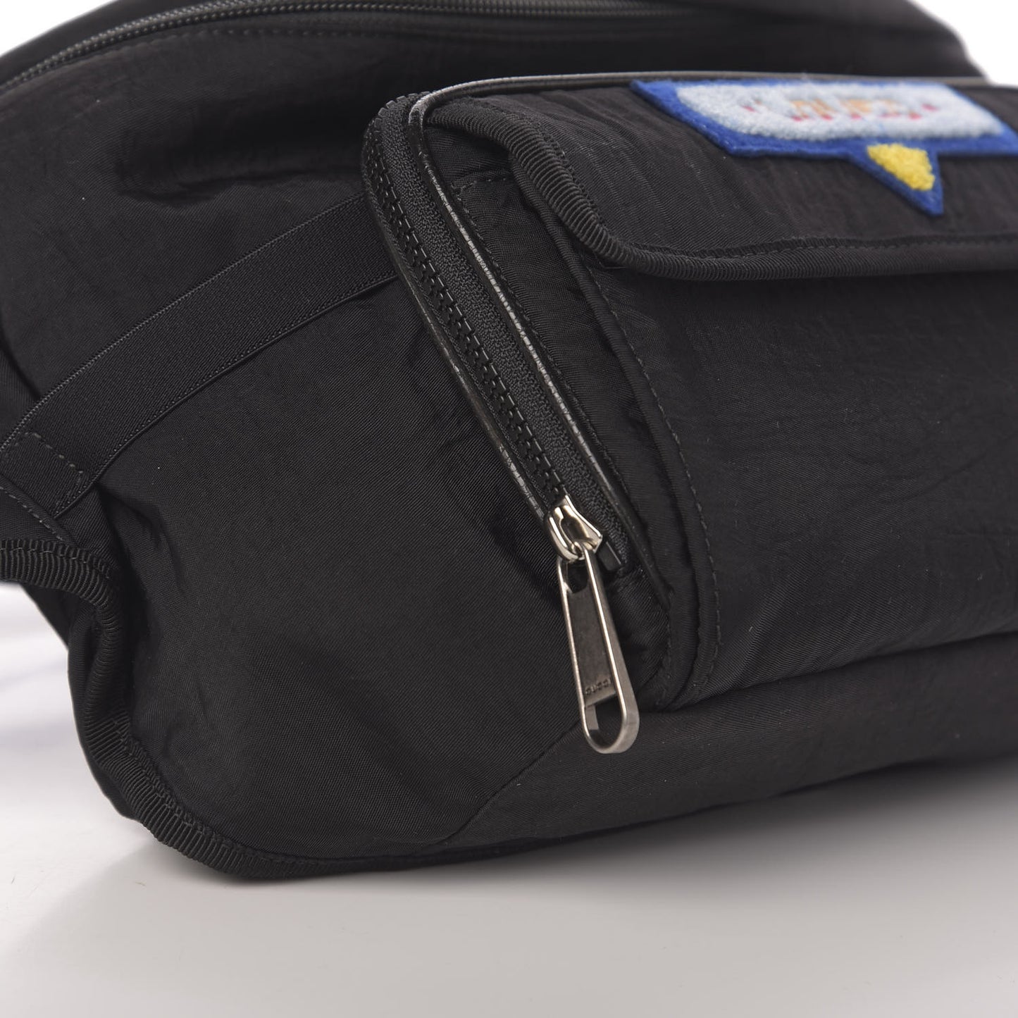 Nylon 80s Logo Patch Belt Bag Black