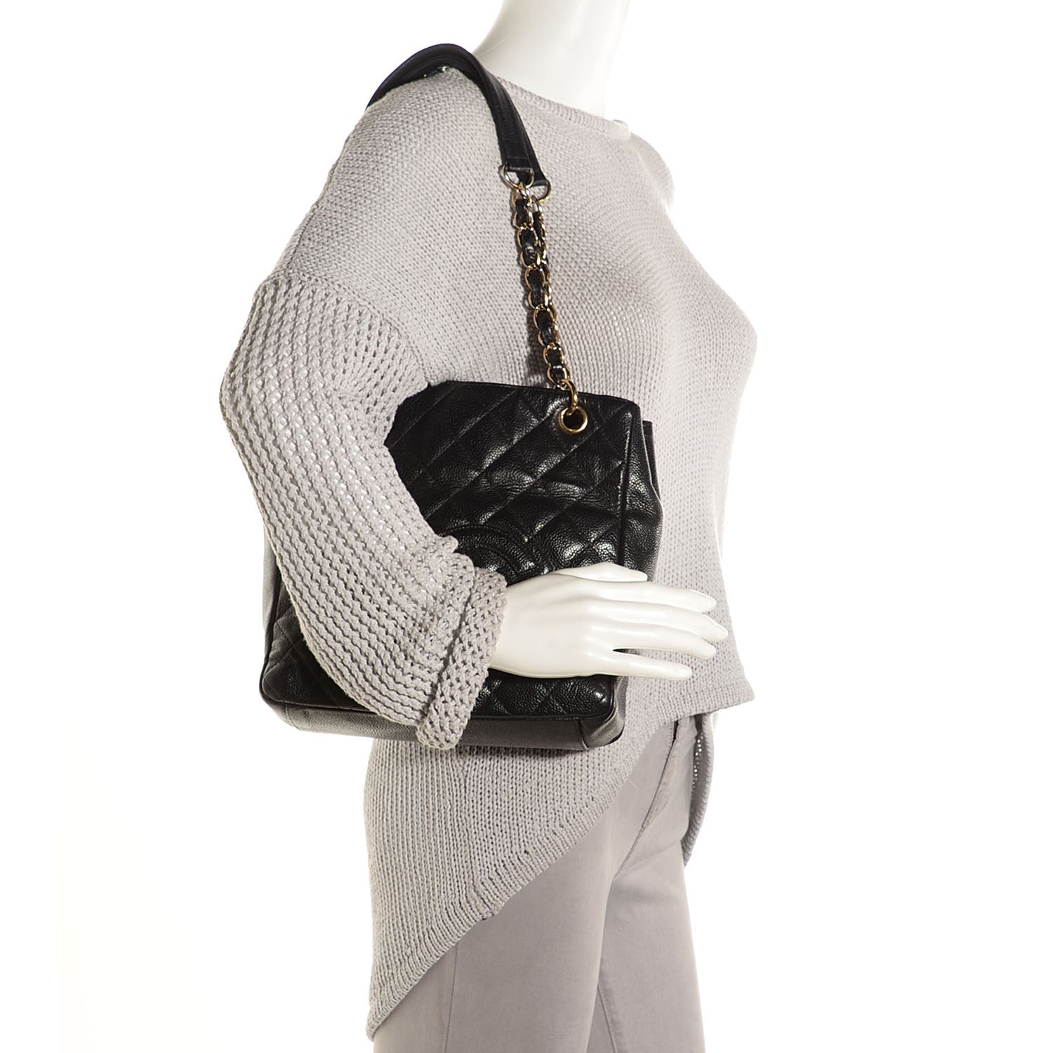 Chanel Caviar Quilted Petit Shopping Tote PST Black 2 of 7