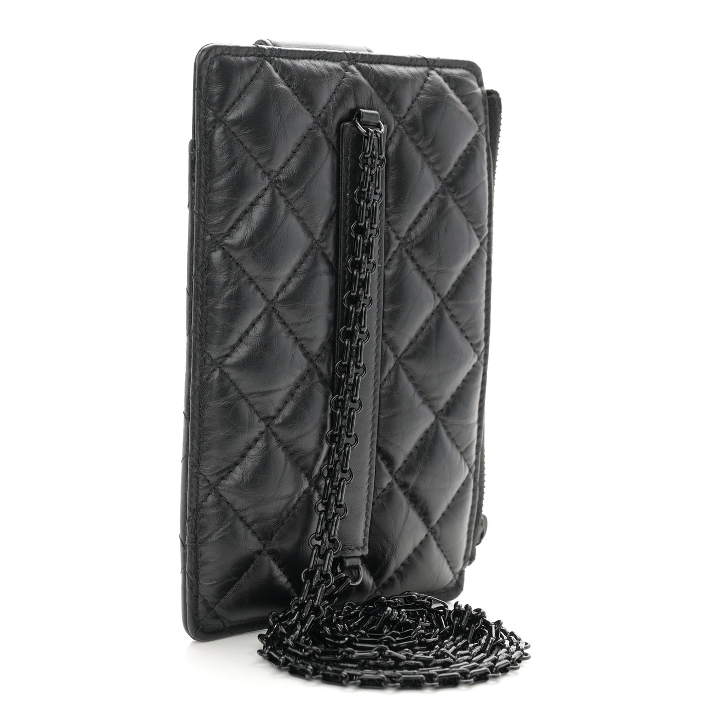 Aged Calfskin Quilted Reissue Phone Holder With Chain Bag So Black