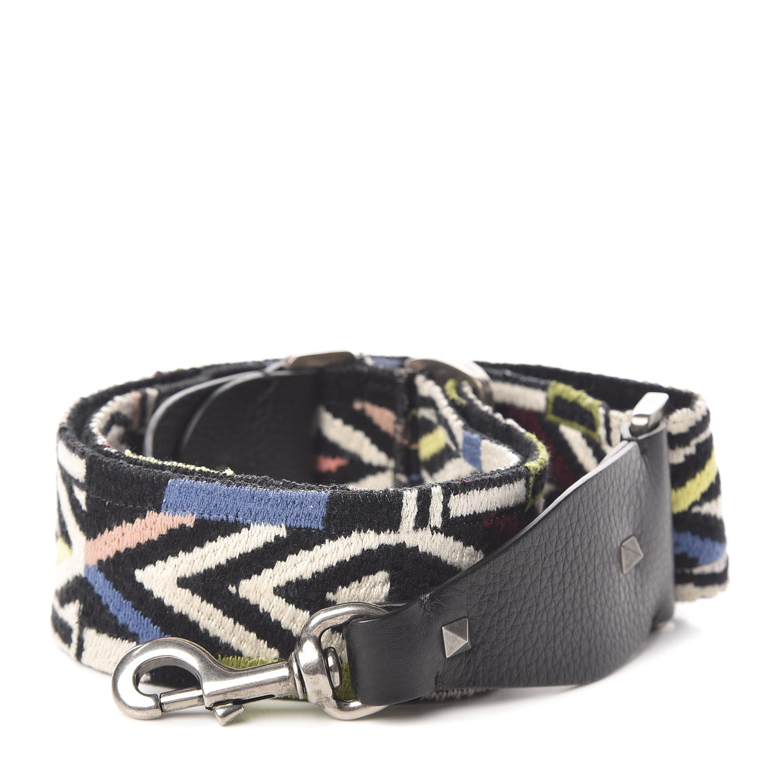 Valentino Garavani Canvas Native Couture Embroidered Rockstud Guitar Strap 1 of 3