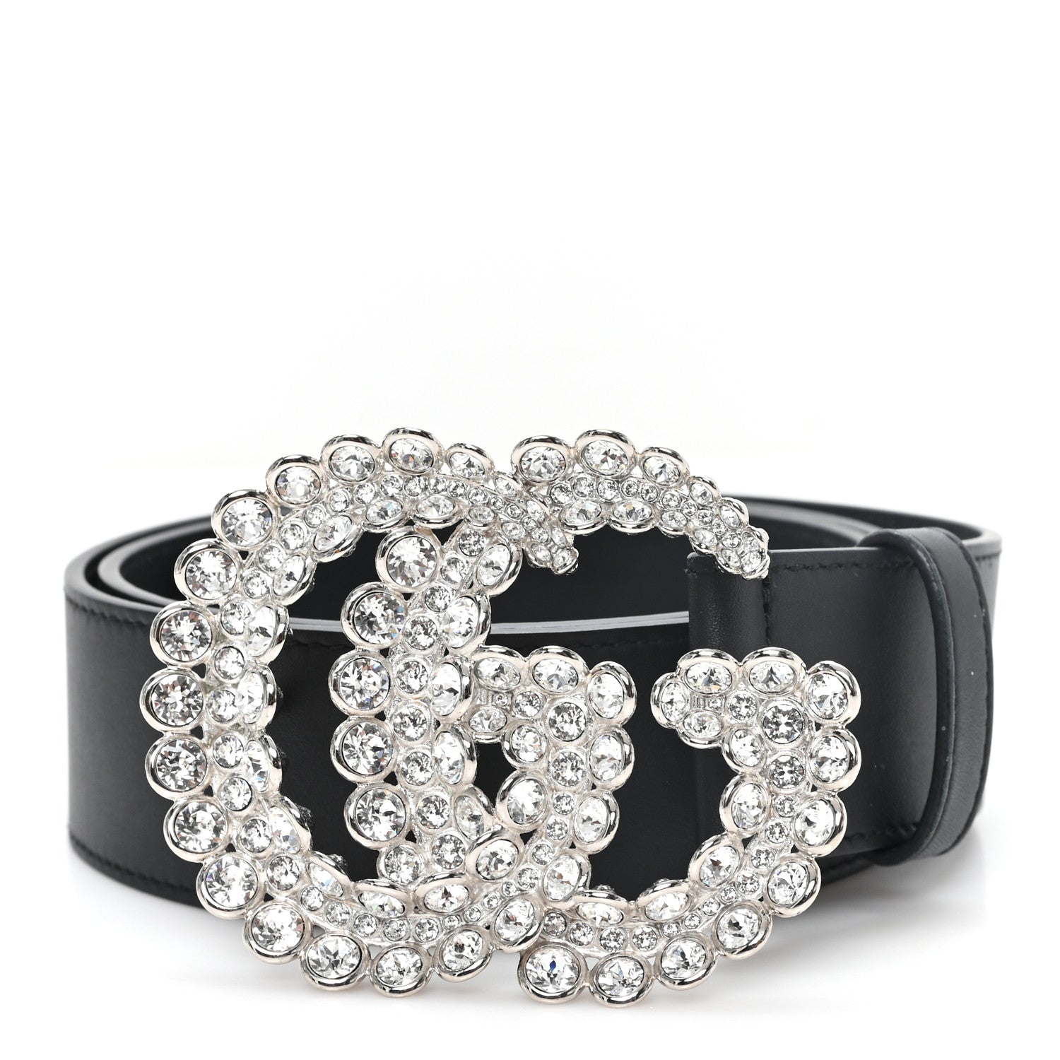 Gucci Calfskin Crystal Double G 40mm Belt 90 36 Black 1 of 5