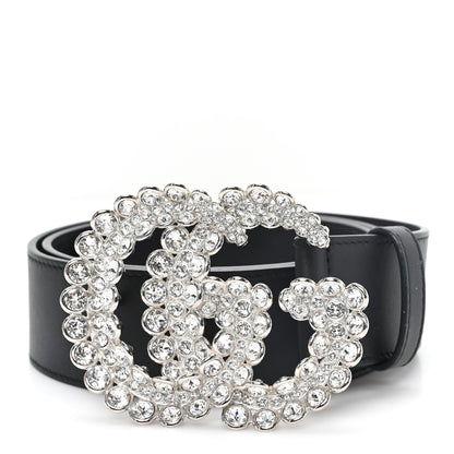 Gucci Calfskin Crystal Double G 40mm Belt 90 36 Black 1 of 5