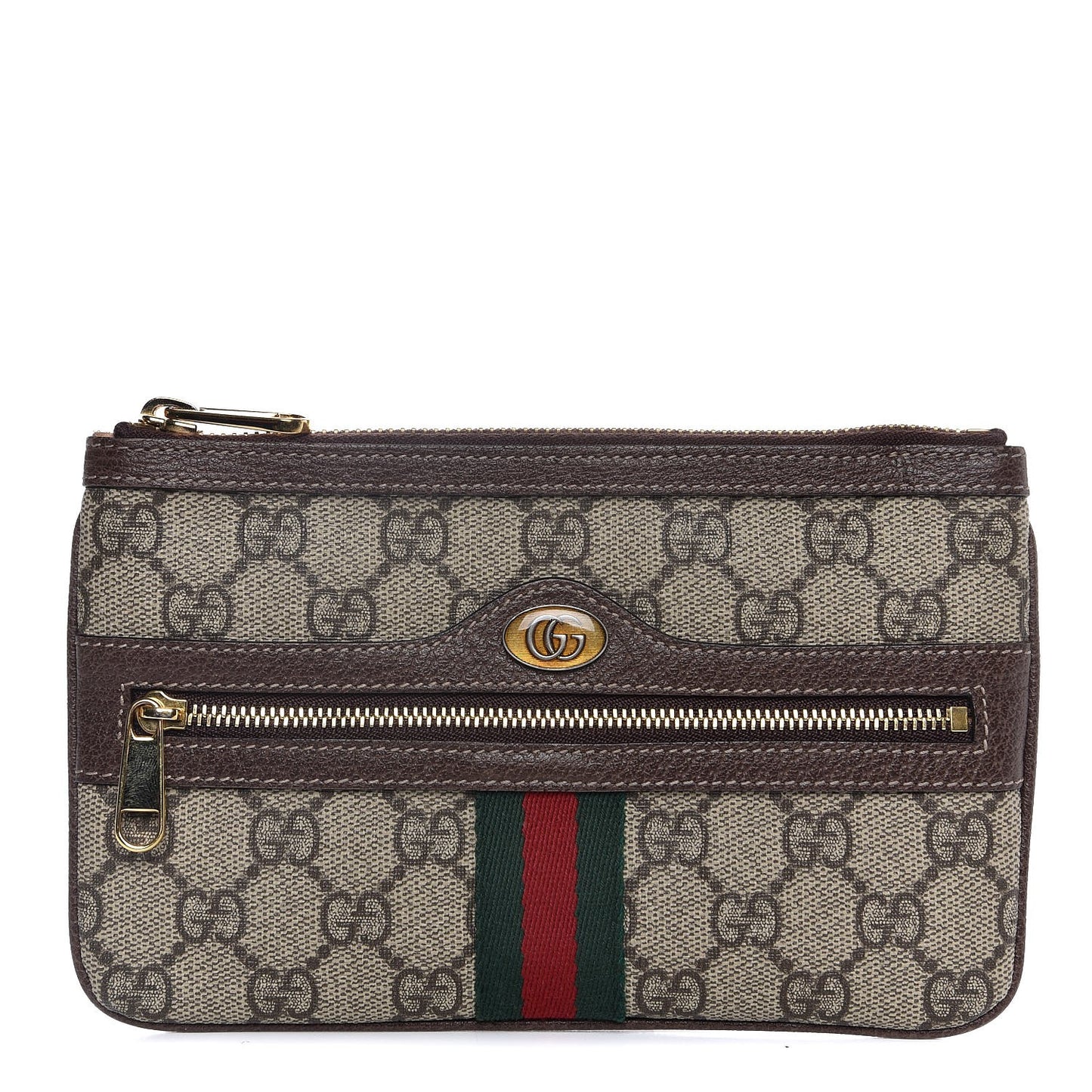 GG Supreme Monogram Web Small Ophidia Pouch Clutch Beige New Acero