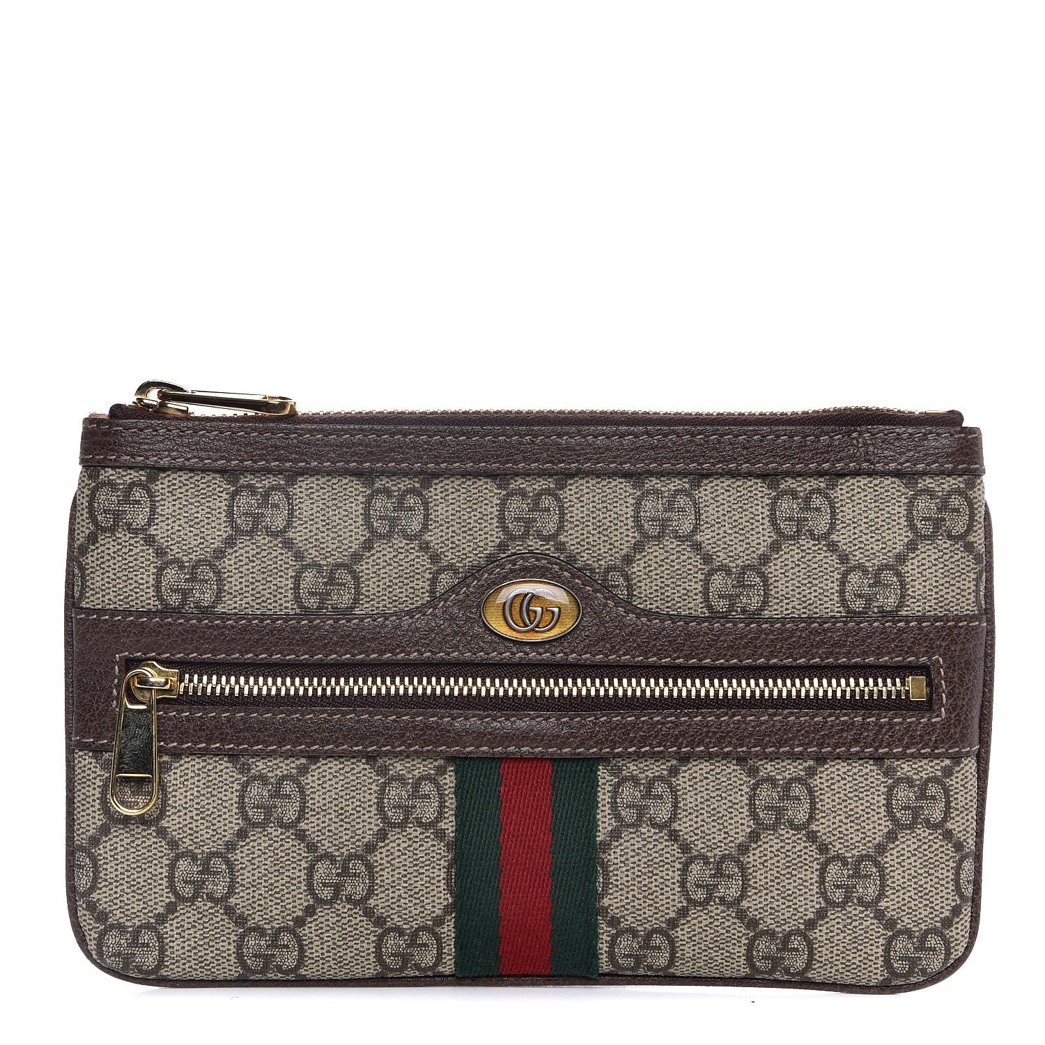 Gucci GG Supreme Monogram Web Small Ophidia Pouch Clutch Beige New Acero 1 of 7