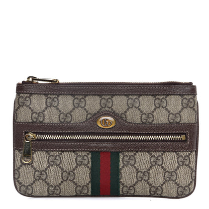 Gucci GG Supreme Monogram Web Small Ophidia Pouch Clutch Beige New Acero 1 of 7