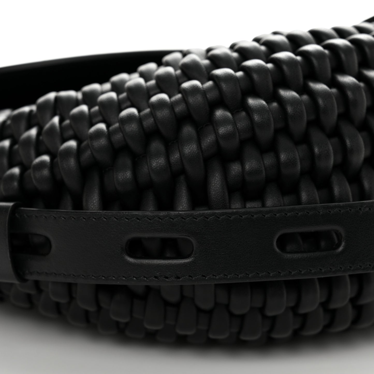 Calfskin Woven T-Twist Crossbody Black