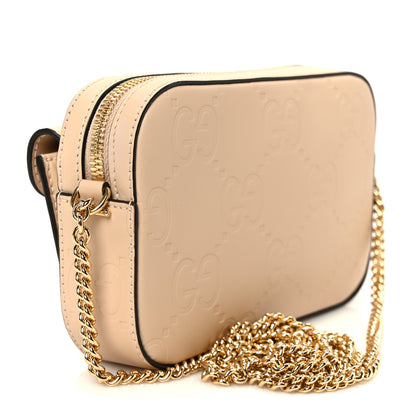 Gucci Calfskin GG Super Mini Debossed Chain Wallet Light Beige 3 of 10