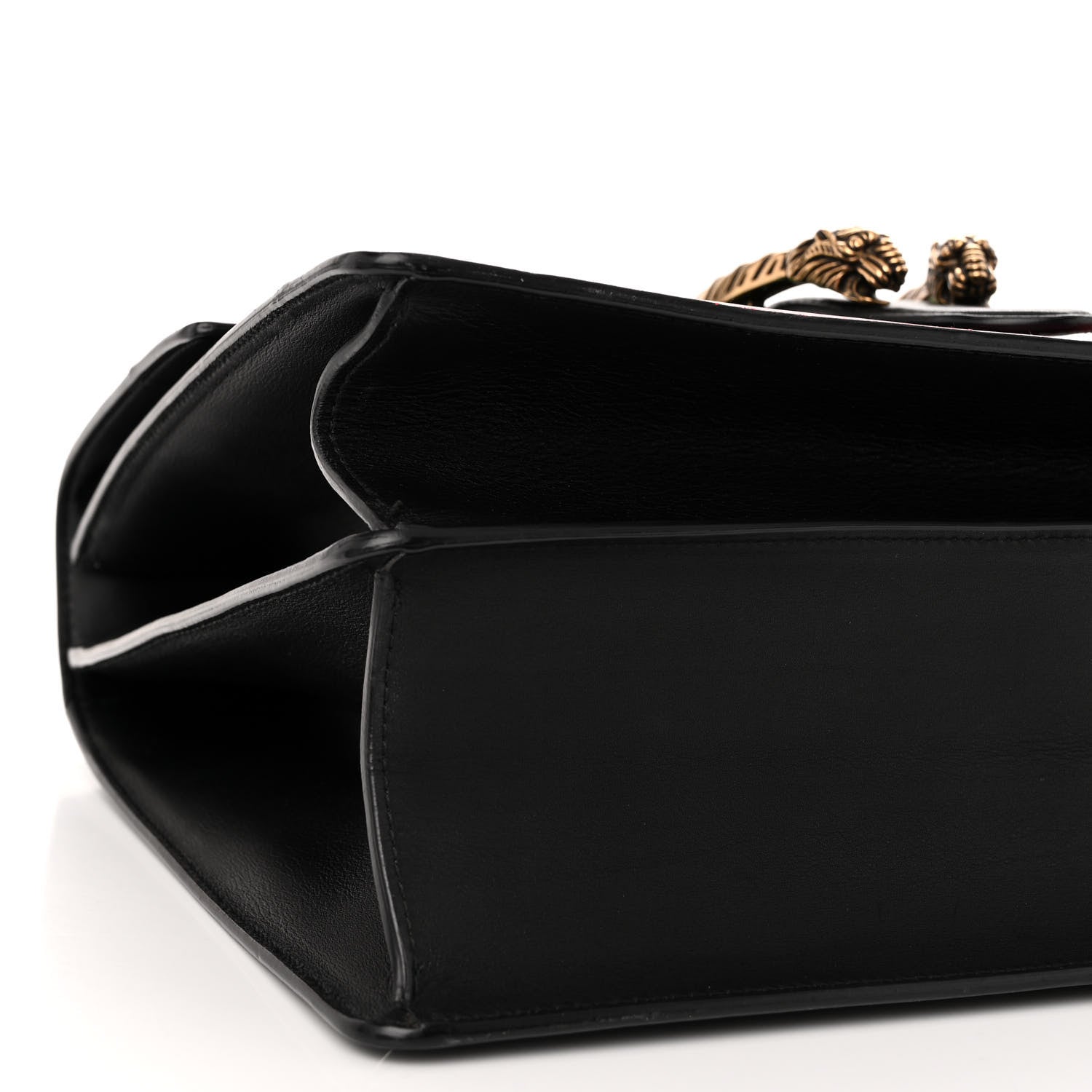 Gucci Calfskin Bamboo Web Large Dionysus Top Handle Bag Black Bright Evergreen Hibiscus Red 9 of 14