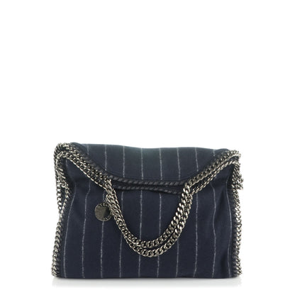 Stella McCartney Wool Stripe Falabella Fold Over Tote Navy 1 of 8