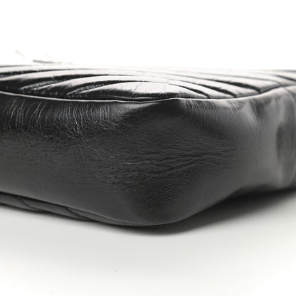 Saint Laurent Cracked Shiny Calfskin Matelasse Monogram Lou Camera Bag Black 10 of 10