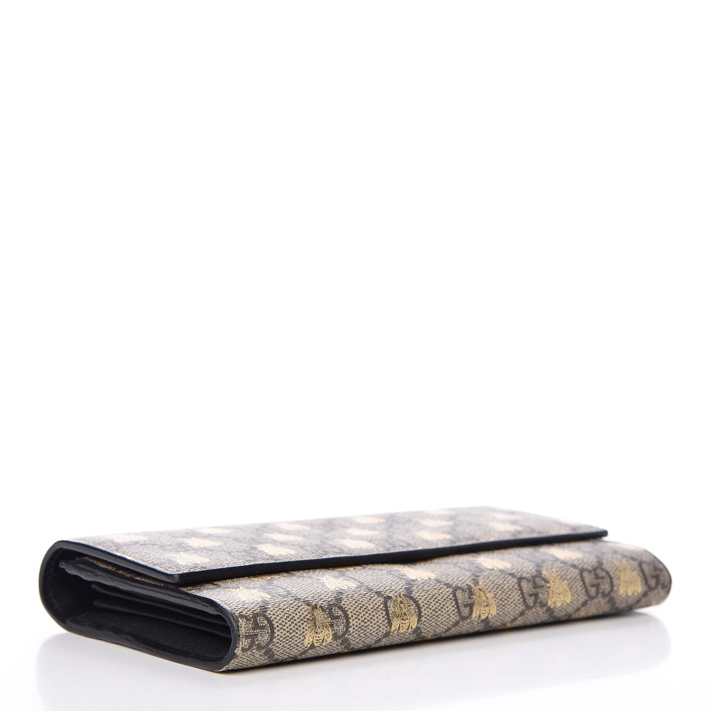 GG Supreme Monogram Bees Continental Wallet Beige Oro Black