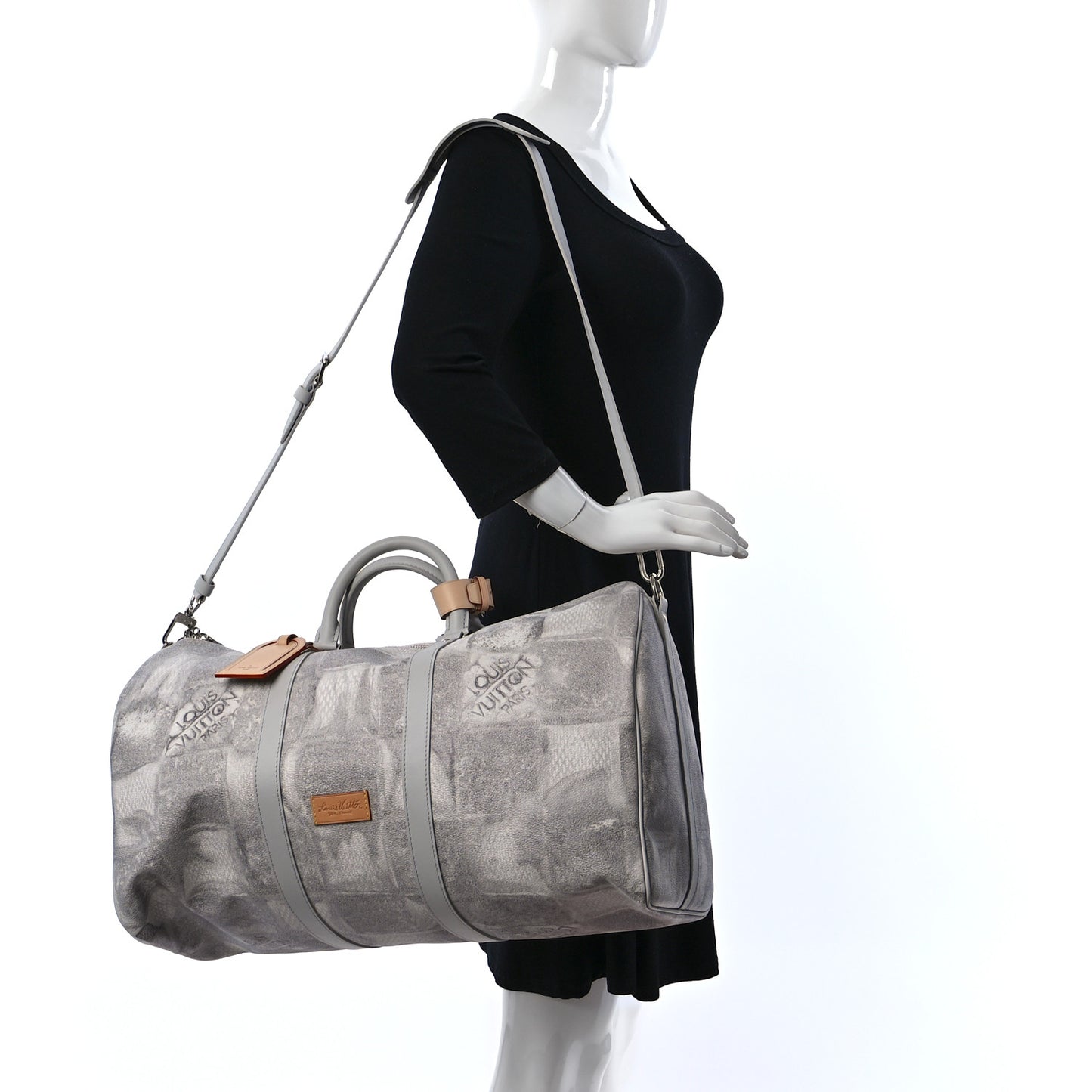 Damier Salt Keepall Bandouliere 50 Stone Grey