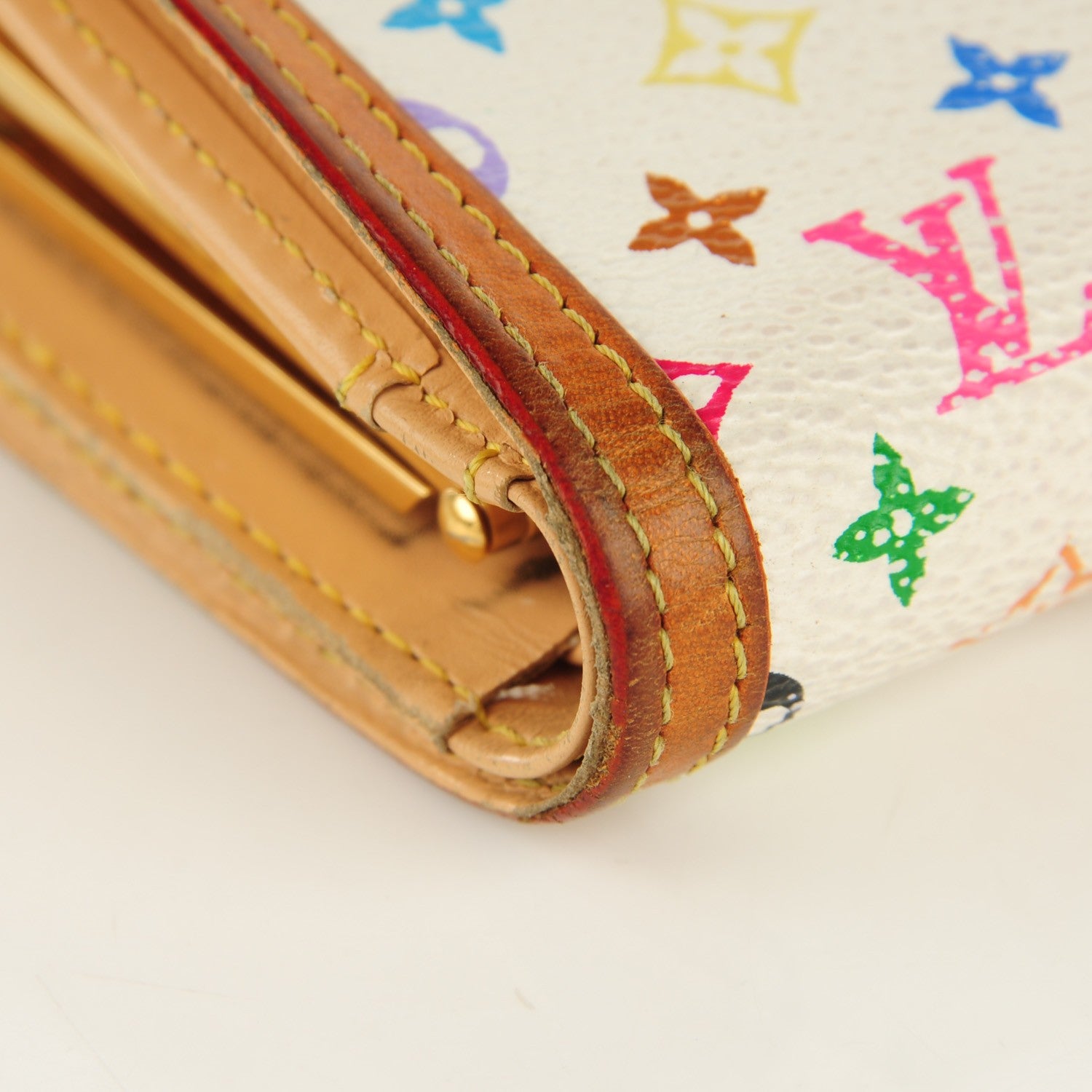 Louis Vuitton Monogram Multicolor French Purse Wallet White 4 of 14