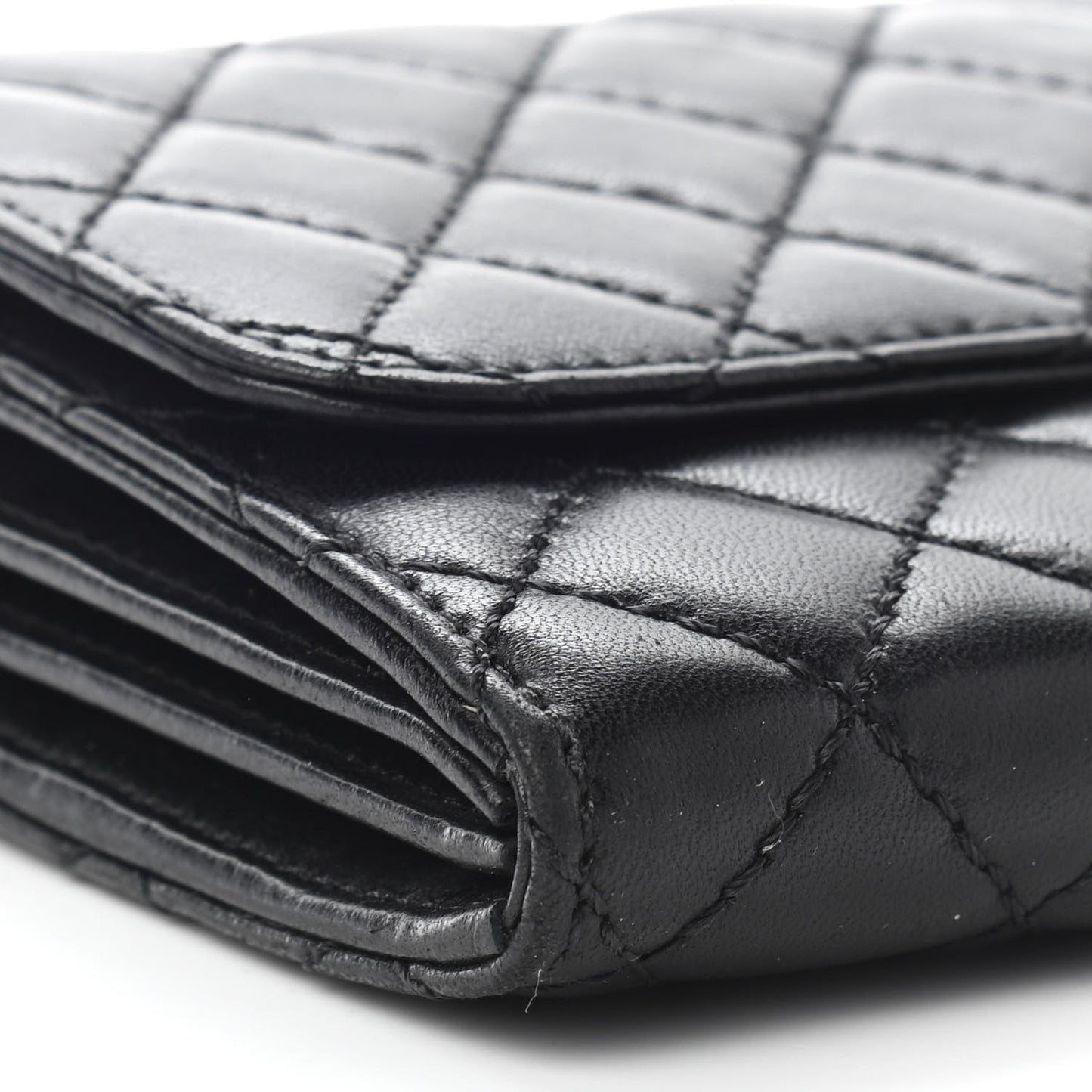 Lambskin Quilted Chain Clutch Flap Black