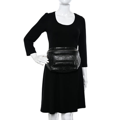 Gucci Calfskin GG Tennis Embossed Pocket Belt Bag Black 2 of 10