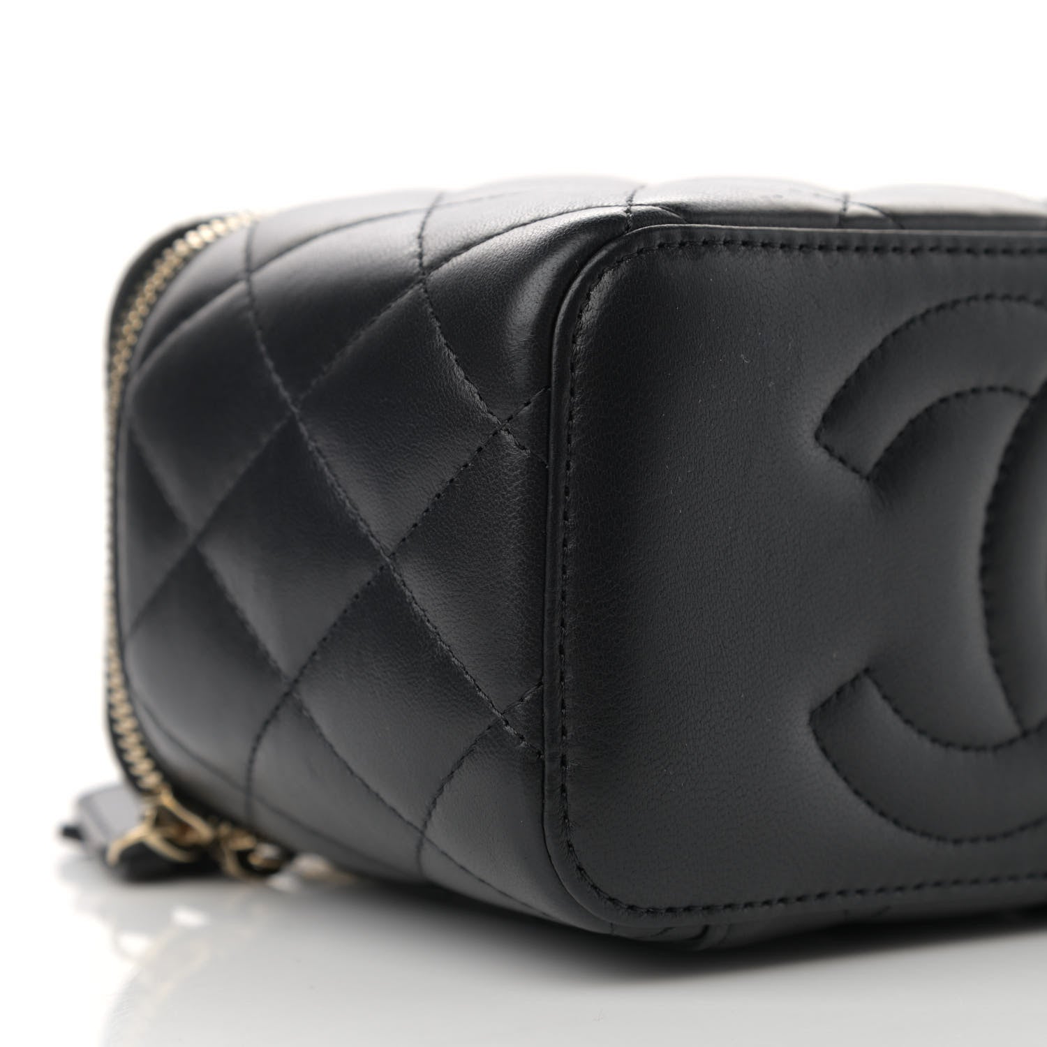Chanel Lambskin Quilted Small Top Handle Vanity Case With Chain Black 9 of 12