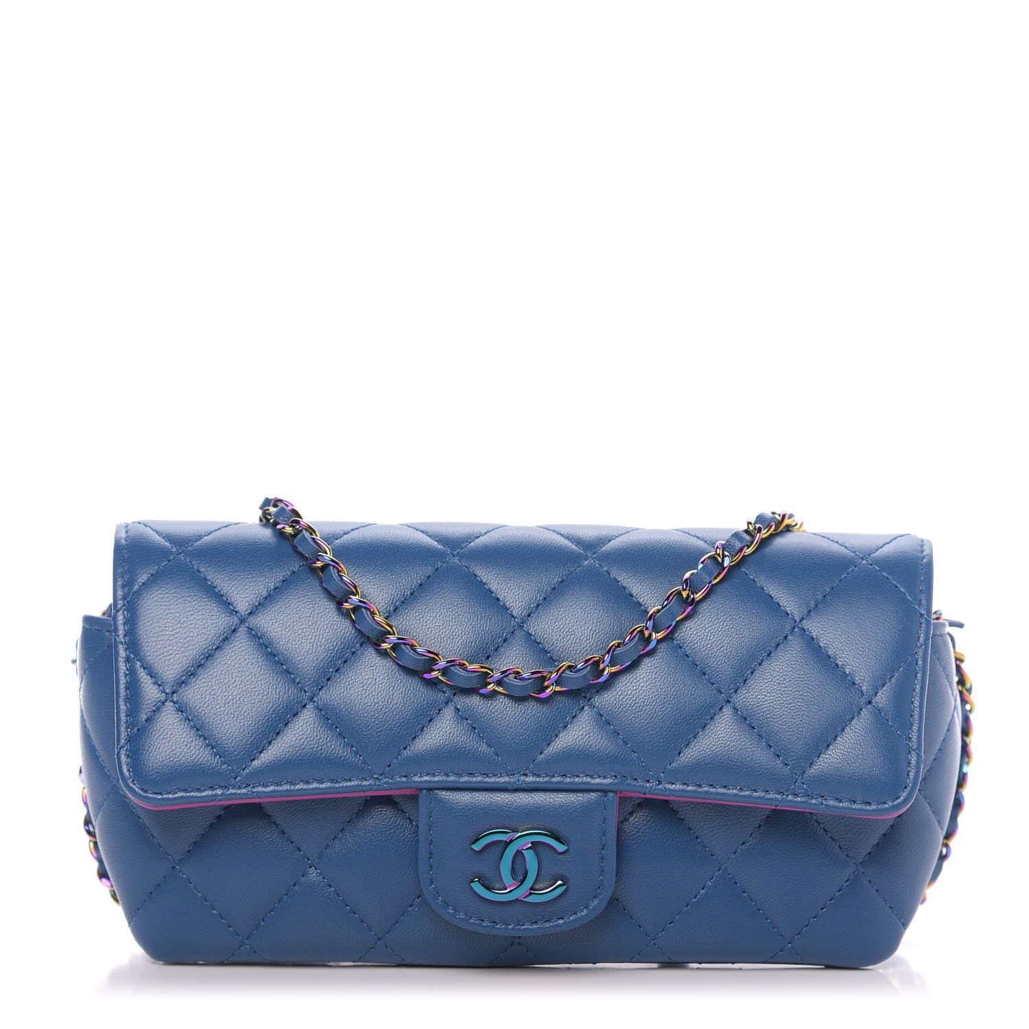 Chanel Lambskin Quilted Glasses Case With Chain Blue Purple 1 of 11