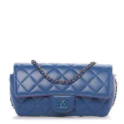 Chanel Lambskin Quilted Glasses Case With Chain Blue Purple 1 of 11