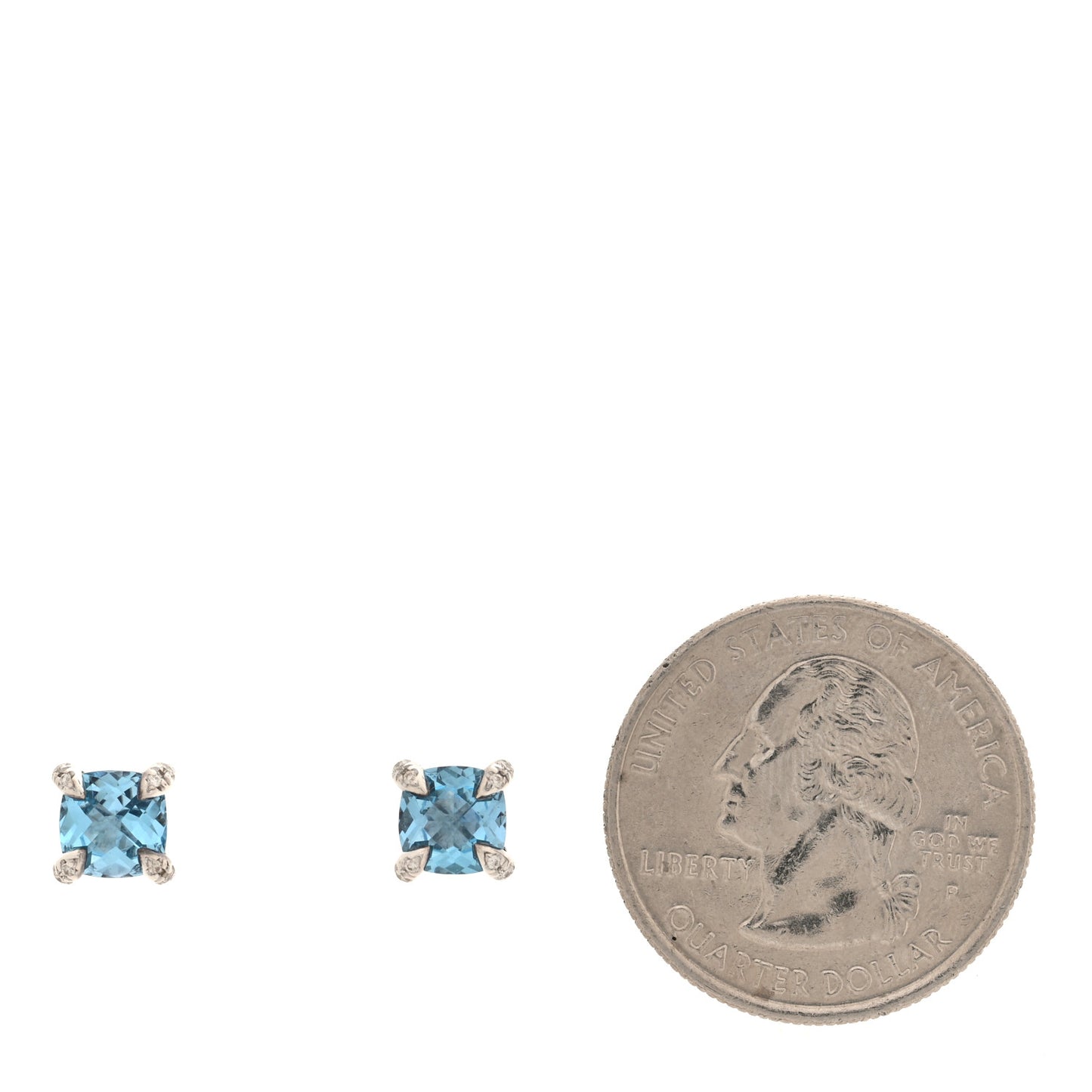 Sterling Silver Diamond Blue Topaz Petite Chatelaine Earrings