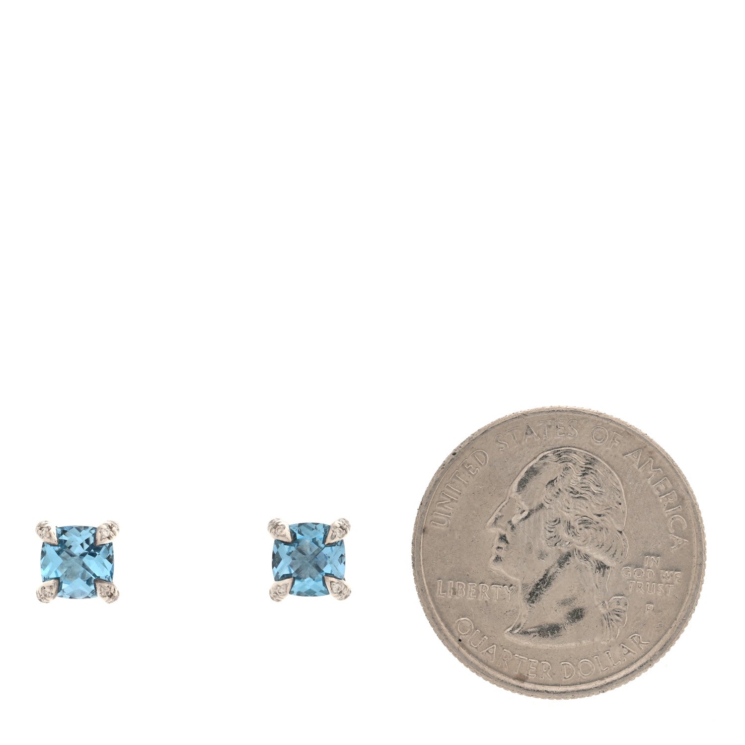 David Yurman Sterling Silver Diamond Blue Topaz Petite Chatelaine Earrings 2 of 4