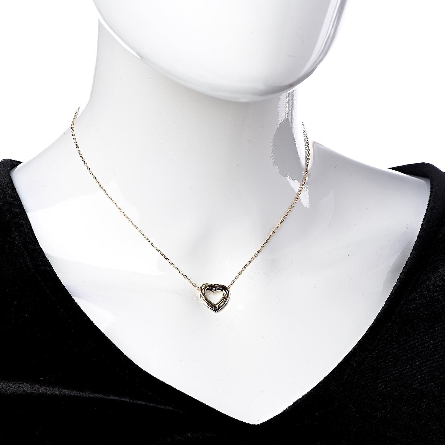 18K Pink Yellow White Gold Trinity Heart Necklace