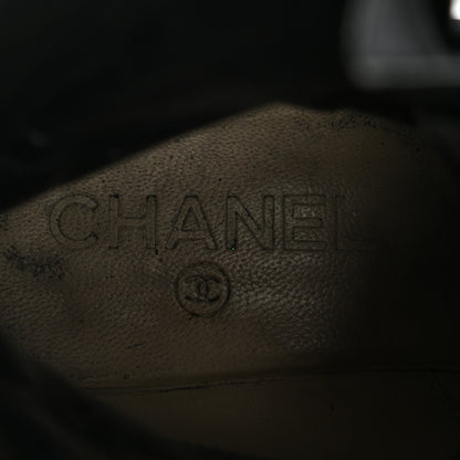 Chanel Calfskin Quilted Lace Up Combat Boots 40 Black 7 of 11
