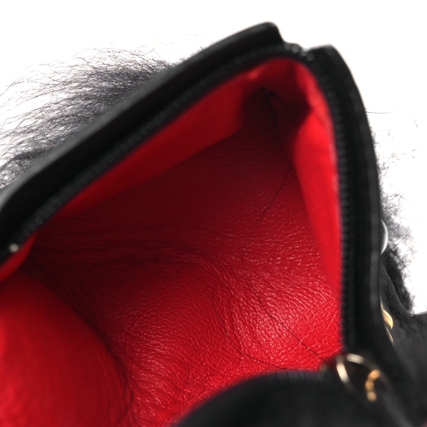 Fox Fur Calfskin Hypnoteyes Coin Purse Bag Bug Charm Black