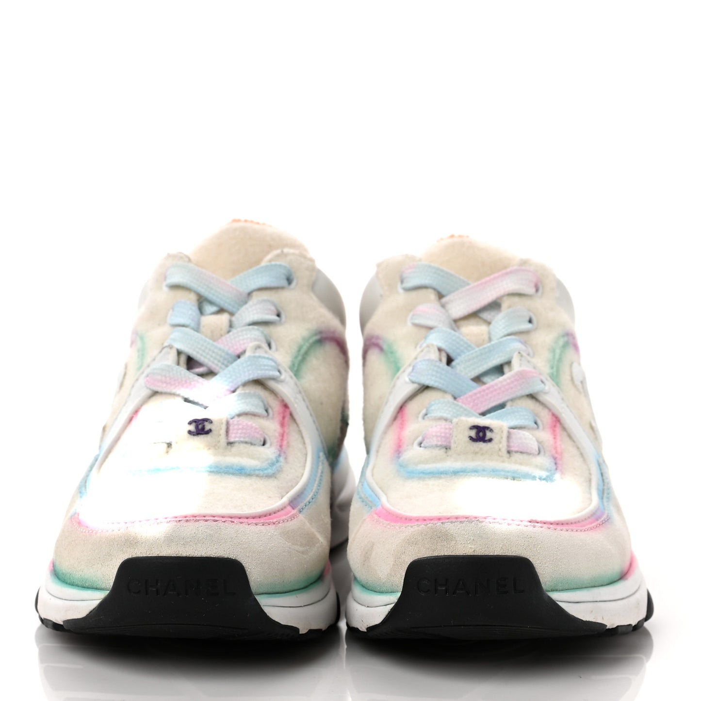 Wool Suede Calfskin CC Sneakers 36 Multicolor