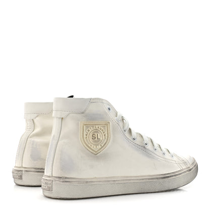 Saint Laurent Distressed Calfskin Bedford Logo-Appliqued Hightop Sneakers 40 Optic White 6 of 11
