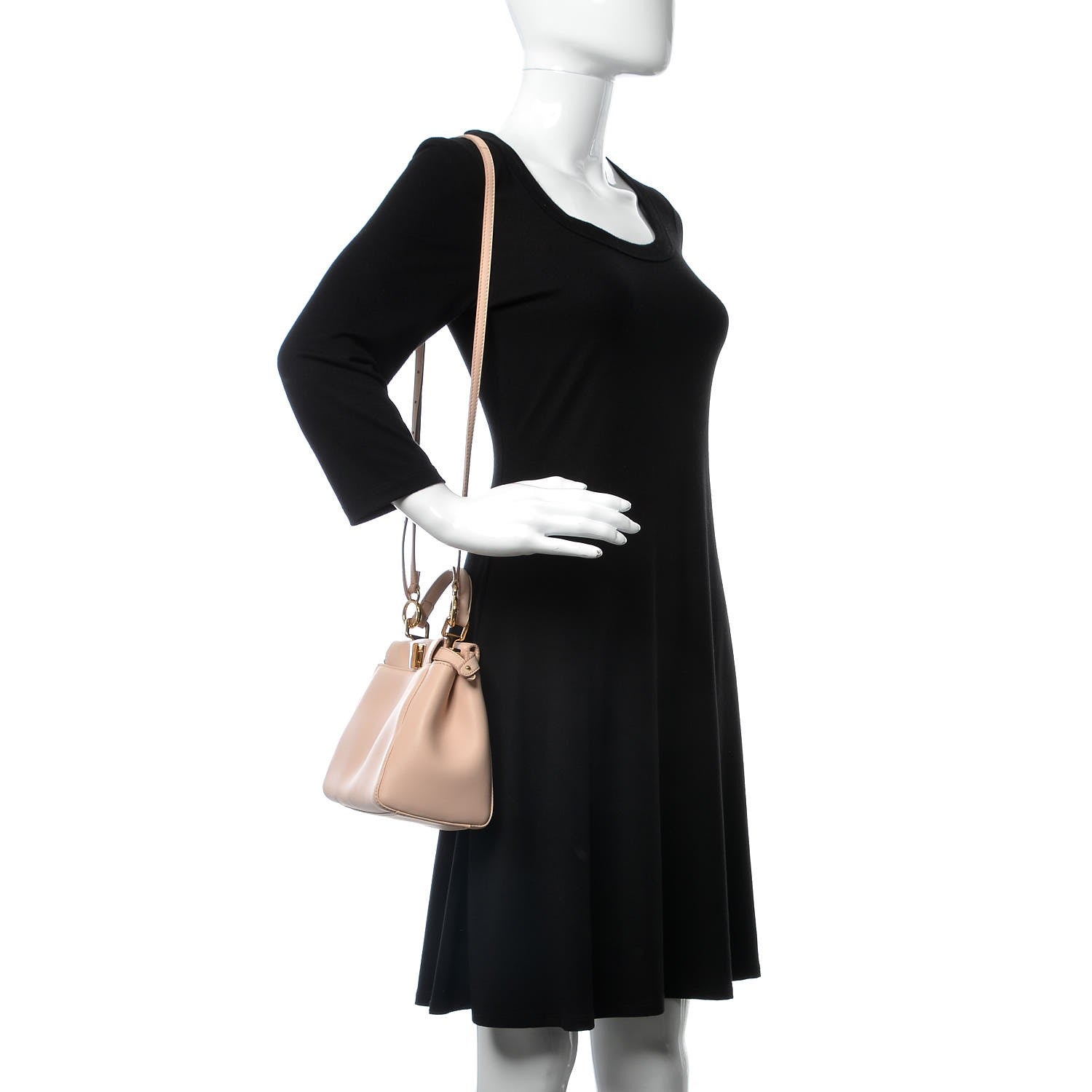 Fendi Nappa Mini Peekaboo Iconic Satchel Rosa Plaster 2 of 14