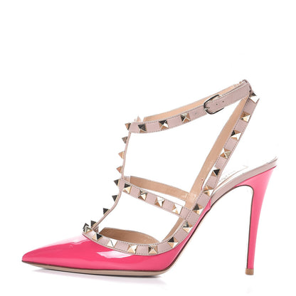 Valentino Garavani Patent Rockstud Ankle Strap Pumps 39 Fuchsia Poudre 1 of 7