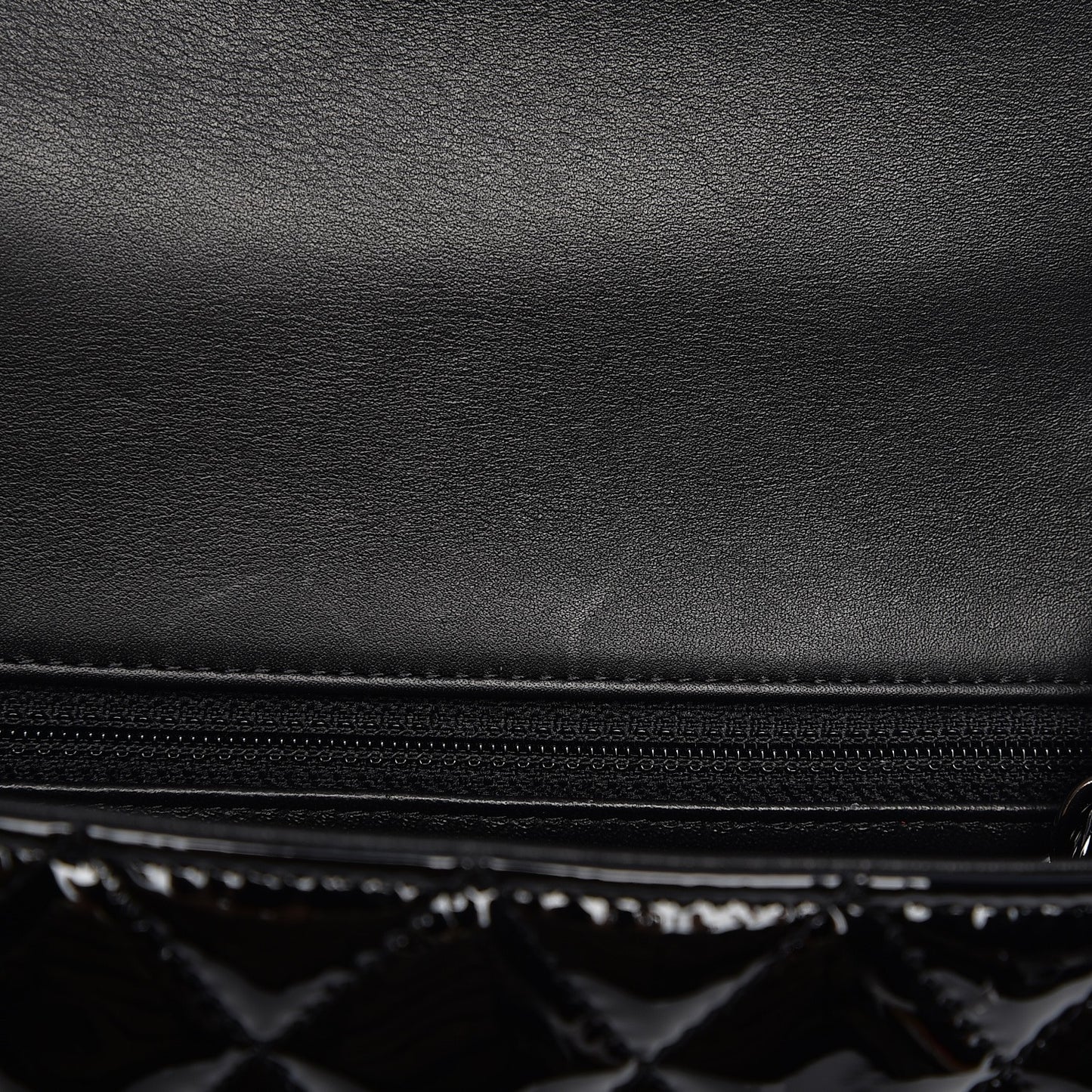 Patent Calfskin Quilted Mini Rectangular Flap Black