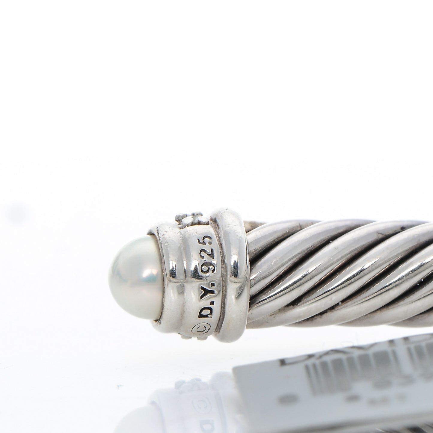 Sterling Silver Diamond Pearl 5mm Cable Classics Bracelet